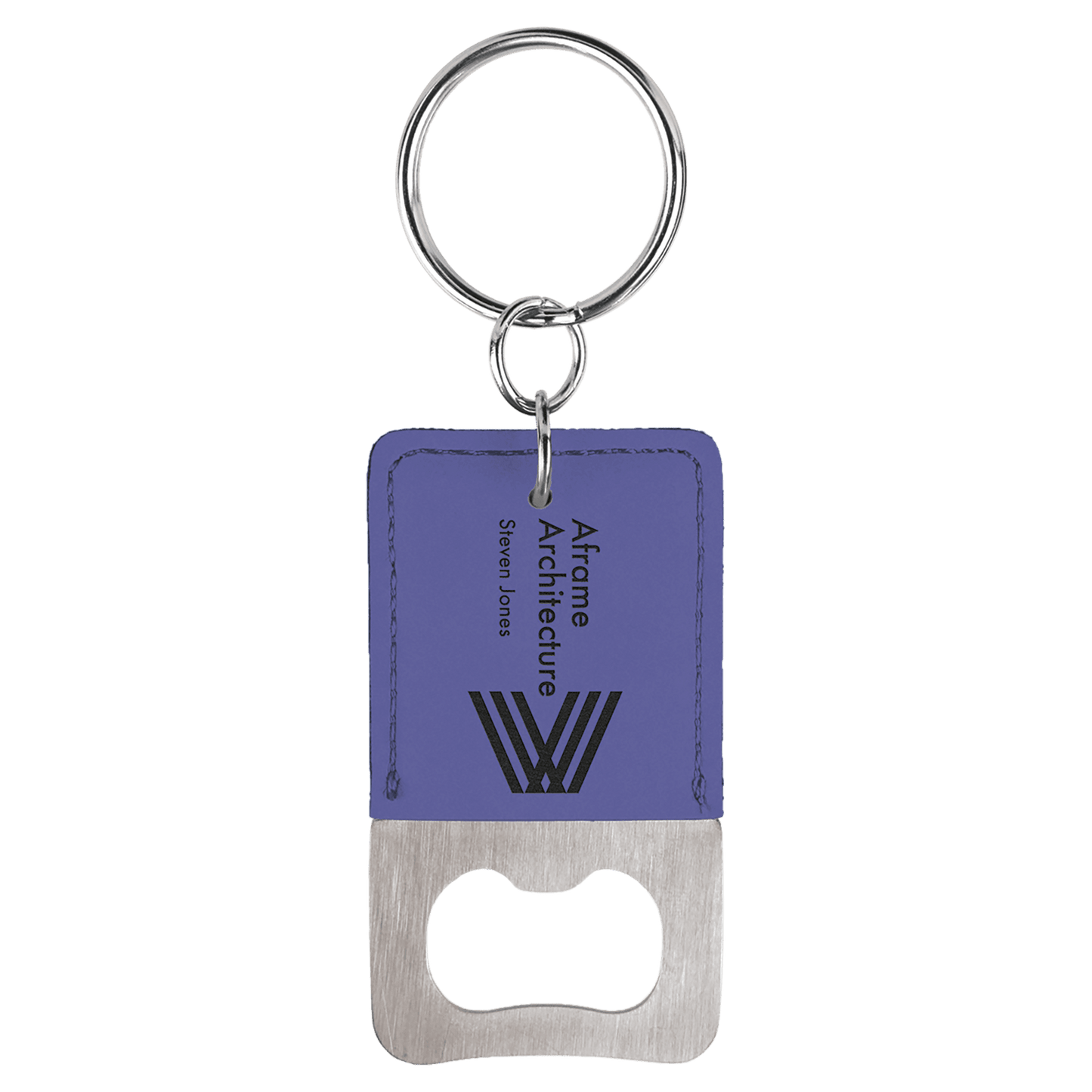 Rectangle Leatherette Bottle Opener Keychain
