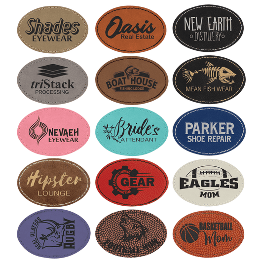 2" X 3" Leatherette Oval Adhesive Patches