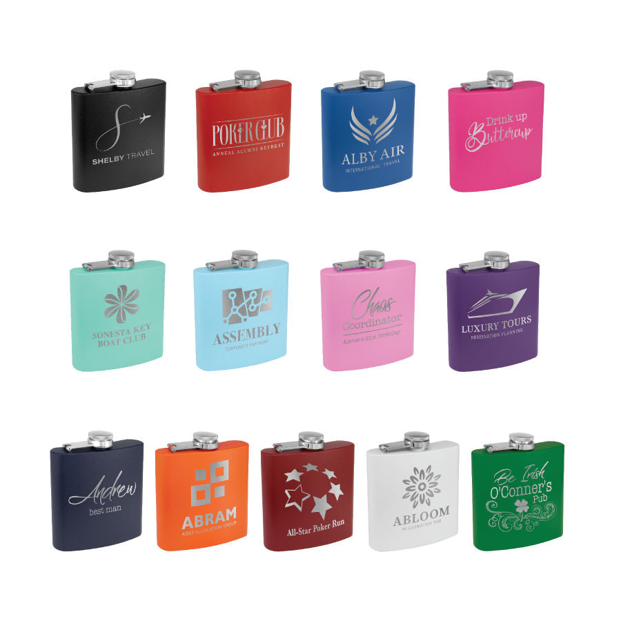 6 oz. Powder Coated Stainless Steel Flasks