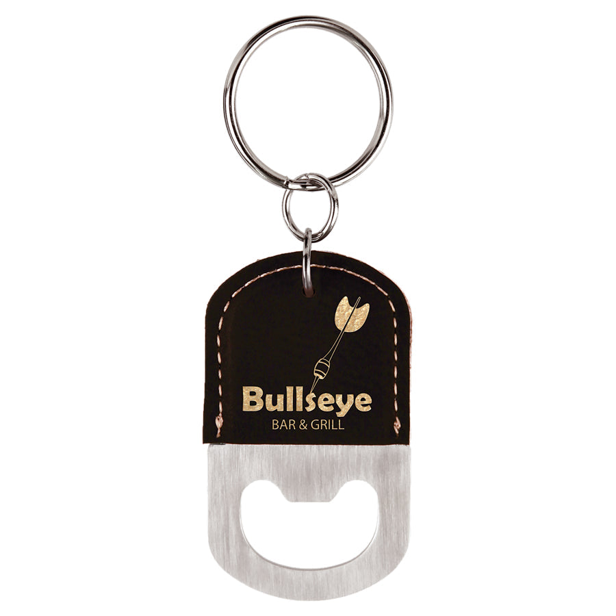 BULK Oval Leatherette Bottle Opener Keychain