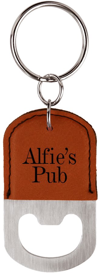 Oval Leatherette Bottle Opener Keychain