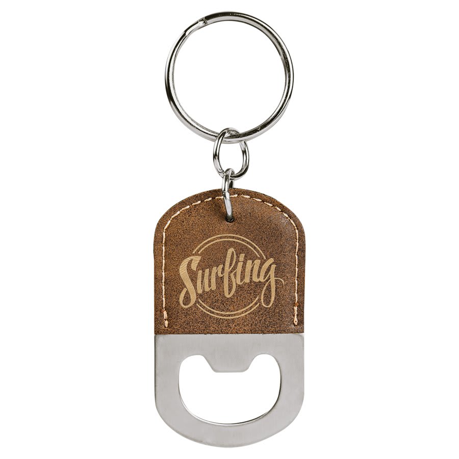 Oval Leatherette Bottle Opener Keychain